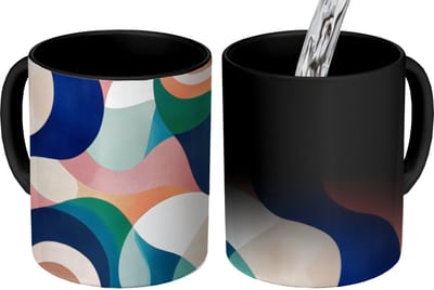 Magische Mok - Foto op Warmte Mokken - Koffiemok - Abstract - Blauw - Roze - Magic Mok - Beker - 350 ML - Theemok
