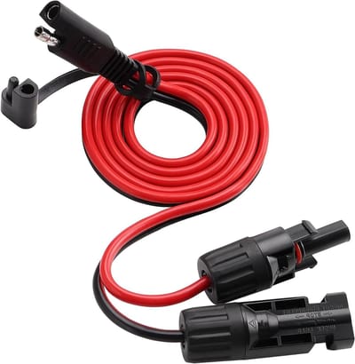 Verlengkabel Zonnepaneel - Adapterkabel PV - Acculader Aansluiten - Met Stofkappen - 1 Meter - Zwart Rood