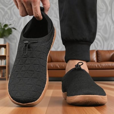Brede Barefoot Schoenen voor Heren Ademend Gebreid Mesh Wandelsneakers Outdoor Hardlopen Nul Drop Casual Sneakers Minimalistische Schoenen 39 black