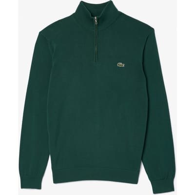 Lacoste heren schipperstrui katoen - met korte rits - sinople groen
