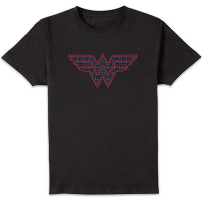 Justice League Wonder Woman Retro Grid Logo Men's T-Shirt - Black - 5XL