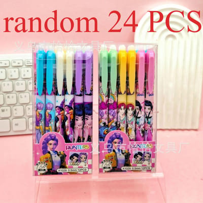 Stylo Gel Effaçable Haute Qualité Anime Kpop Demon Hunters 0,5 mm - Rechargeable et Rétractable Stylo à Friction Encre Noire pour Fournitures Scolaires et de Bureau