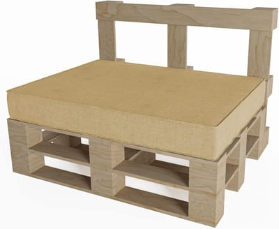 Palletkussen Zitkussen - Pallethoes Tuinkussen - Buiten Zitten - Koudschuim Vlokken Vulling - 120x80x15cm - Beige