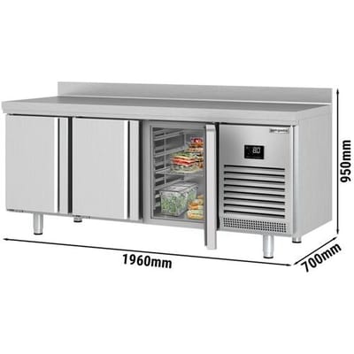 GGM Gastro Kühltisch Premium PLUS - 1960x700mm - mit 3 Türen - mit Aufkantung Zilver