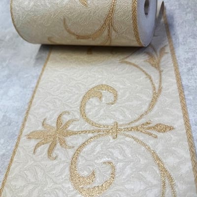 Behang Rand Creme Goud klassieke Ornamenten Z2772