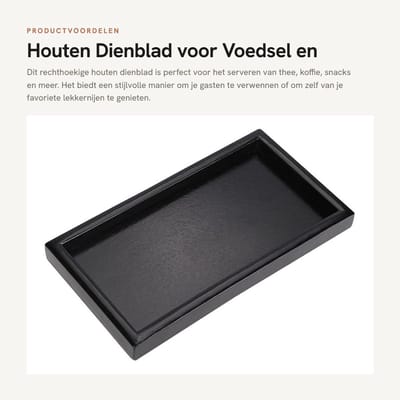 Dailygoods- Dienblad Hout - Rechthoekig - Antislip - 20x10x2 cm - Voedsel Serveerdienblad - Verhoogde Randen - Serveerblad