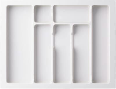 Dailygoods- Bestekbak Uitschuifbaar 23-83 cm - Bestekbak 43-49 cm - 7 Vakken - Onderhoudsvriendelijk - Slagvaste Kunststof - Wit - Bestekinzet