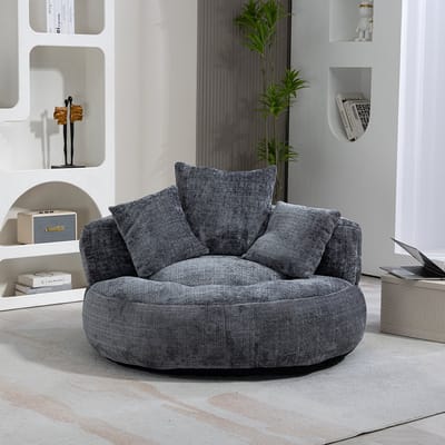 Pugsdrly Lazy bank Duurzaam Comfortabel Ligstoel met hoge rugleuning Zitzak met drie kussens voor volwassenen en kinderen, voor binnen en buiten, eenvoudige gamingstoel voor slaapkamer, kantoor (grijze rups)