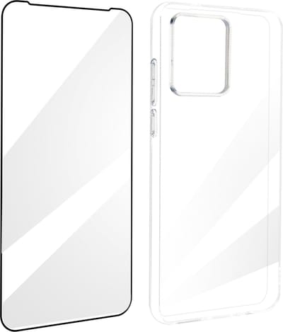 Bigben Connected, Hoesje geschikt voor Motorola G84 - Set met Flexible Glass & SmartFrame, Transparant
