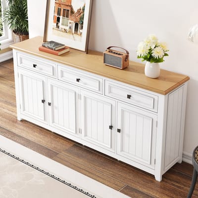 MODENUIT Dressoir - 3 Lades En 4 Deuren - Voor Woonkamer, Slaapkamer En Hal - MDF - 160x35x76 Cm - Wit