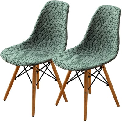 Stoelhoes set 2/4/6, modieuze eetkamerstoel, schelp, middeleeuws, modern, stoelhoes voor eetkamer (matcha-groen, 2 stuks)