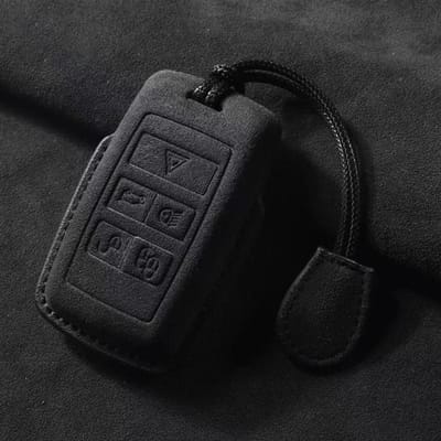 Autosleutelhoesje Voor Land Rover Range Rover Sport Evoque Freelander Keyless Suede Leer Cover Shell Sleutelhanger Auto Accessoires gray