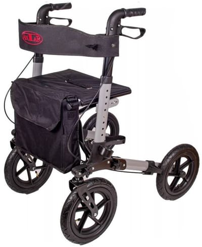 Antar AT51036 Off-Road Rollator – Extra Grote Wielen voor Optimale Vrijheid op Onverhard Terrein – Lichtgewicht Aluminium – Zilvergrijs