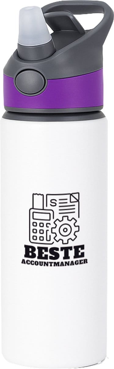 Hacebo® - Beste accountmanager waterfles met rietje paars - Beste accountmanager - collega - welkom - afscheid - water fles - 650ML