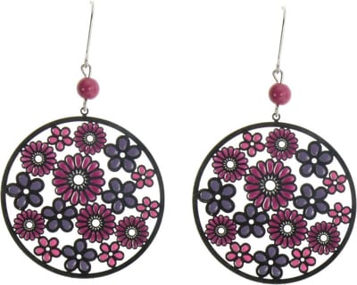 Behave - Oorhangers dames - Boho flower look - Paars roze - Nikkelvrij