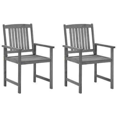 vidaXL - Tuinstoelen - 2 - st - met - kussens - massief - acaciahout - grijs