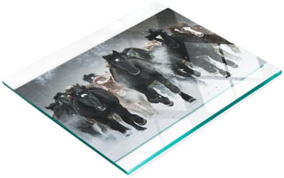 Glazen serveerplank met afbeelding van galopperende paarden, 60x52 cm