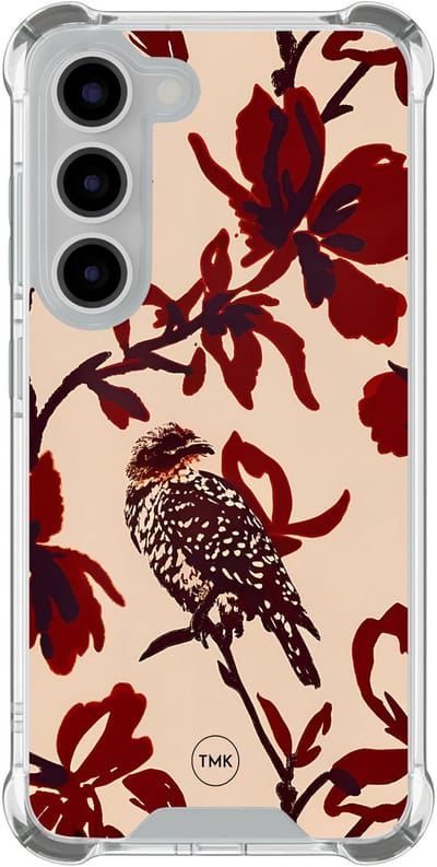 Shockproof hoesje geschikt voor Samsung Galaxy S23 - Bloemenpracht - Schokbestendig - Verhoogde randen - TPU case - Extra Sterke Back Cover - Bloemen - Transparant, Rood