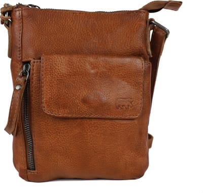Bear Design Davide Kleine Leren Crossbodytas / Schoudertas Dames - Leer - Cognac