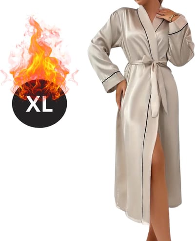 Nivard Satijnen Jurk - Slipdress - Pyama Dames - Badjas - Ochtendjas - Kimono - Erotisch - Kamerjas - Khaki XL