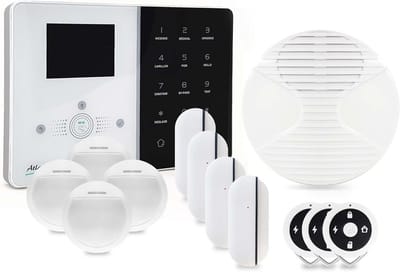 Draadloos Alarm Systeem - Home Beveiliging - Huis Beveiligen - Dubbele IP GSM Overdracht - Kit 4 - Zwart en wit
