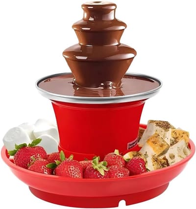 DD® Chocoladefontein - Chocoladefondue met 3 Levels - Chocolade Fontein 275 Watt - Rood - 44cm x 26cm x 25cm