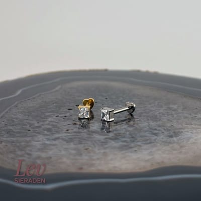 Lev Sieraden - Zilveren Heartbase Princess zirkonia labret - 1.2mm x 8mm - Titanium - Labret piercing - Pushpin - 3mm top