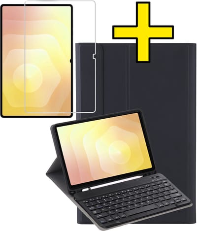 Hoesje - Geschikt voor Samsung Galaxy Tab S11 Ultra - Met Screenprotector - Toetsenbord Case - Keyboard Book Cover - Hoes - Zwart
