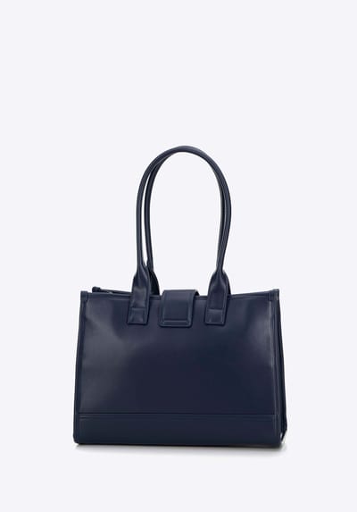 Wittchen Dames Klassieke Schoudertas met Stoffen Inzetstuk, Marineblauw