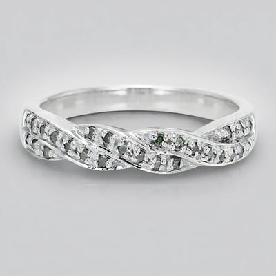 Cavill - 925 Sterling Zilver Ring met Fancy Diamanten 0,19 ct - Platina Geplateerde Twist Pavé Ring - Elegante Rondgeslepen Diamant Sieraden