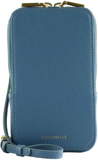 COCCINELLE Leren Telefoontasje Flor Hi-Tech Phone Bag Azul Blauw