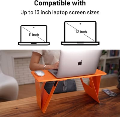 Opvouwbaar Laptoptafeltje voor Bed en Bank | Draagbaar Schootbureau met Opbergruimte | Oranje