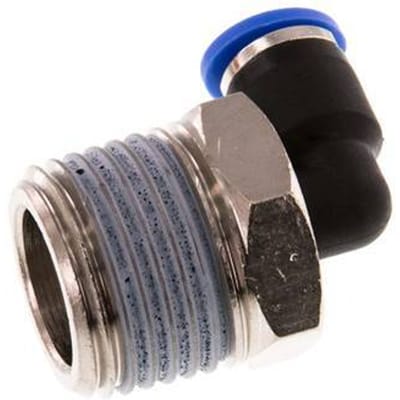 6mm x R1/2'' 90 graden L-verbinding Messing/PA 66 Insteekfitting Buitendraad Kort Draaibaar NBR [2 Stuks]