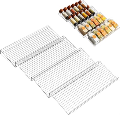 QIN® Kruidenpotjes - Kruidenrek Lade - Kruidenrek Lade Met Potjes - Kruidenrek Lade Organizer - Kruidenrek Voor Lade - Transparant - 30cm x 10cm x 3cm