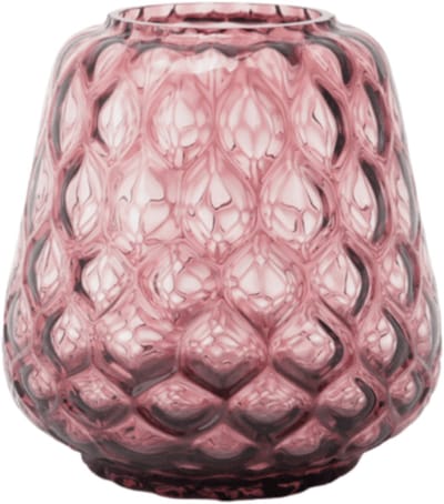 XLBoom Kuro Prism Small Plum – Mondgeblazen glazen vaas met geometrisch patroon – Kleur Plum – Design woonaccessoire