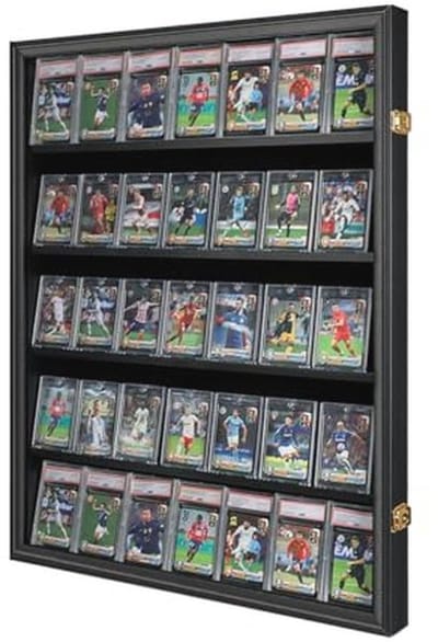 Display Case voor 35 Sportkaarten met UV-bescherming - Wandmontage en Elegant Ontwerp