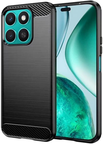 Hoesje geschikt voor HONOR X8c - Techsuit Carbon Silicone Back Cover - Zwart