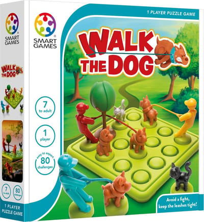 SmartGames Walk the Dog - Logisch Denkspel - 80 Educatieve Honden & Katten Uitdagingen - Ruimtelijke Breinbreker & Solospel - Vanaf 7 Jaar