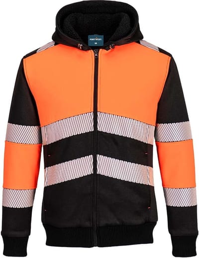 Portwest PW3 Klasse 1 Winter Hoodie met rits PW377 - Oranje/Zwart - L