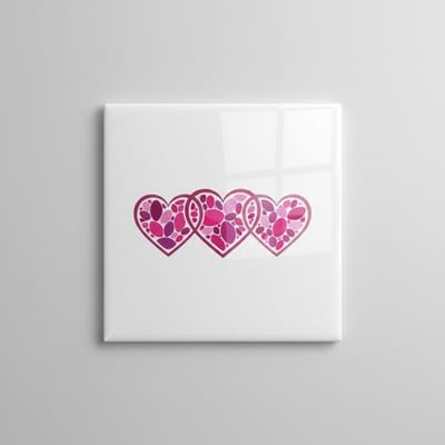 Drie Harten Liefde Decoratieve Tegel 15×15 cm – Romantische Wandtegel voor Slaapkamer, Bruiloft & Cadeau Decor