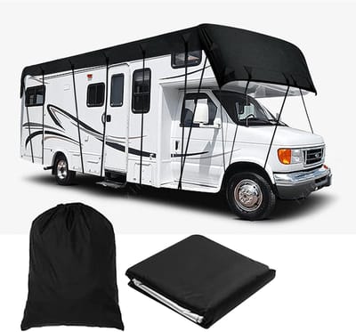 Waterdichte Dakhoes - Camper Caravanhoes - Voertuig Beschermen - Ademend 210D Oxford - 5m x 3m - Zwart