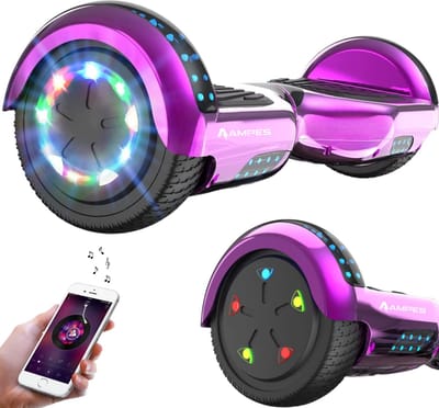 Ampes Hoverboard - Bluetooth Speaker - 24V 4.0 Ah Accu - Oxboard - 12 km/h - UL2272 Gecertificeerd - LED Verlichting - Anti lek banden - Belastbaar tot 120KG - 6.5 Inch - Inclusief Draagtas - 700W Wielen - Chroom Roze