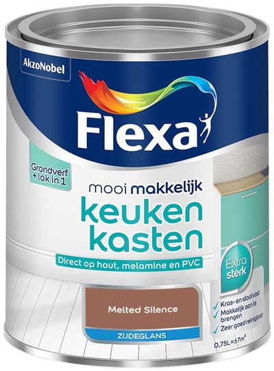 Flexa - Mooi Makkelijk Keukenkasten Zijdeglans - Melted Silence - Mengverf - 750 Ml