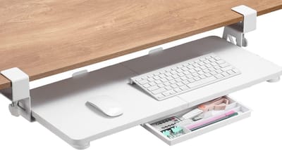 Toetsenbordlade Onder Bureau - Computertoetsenbordstandaard - Ergonomisch Werken - Zonder Boren - 68 x 30 cm - Wit