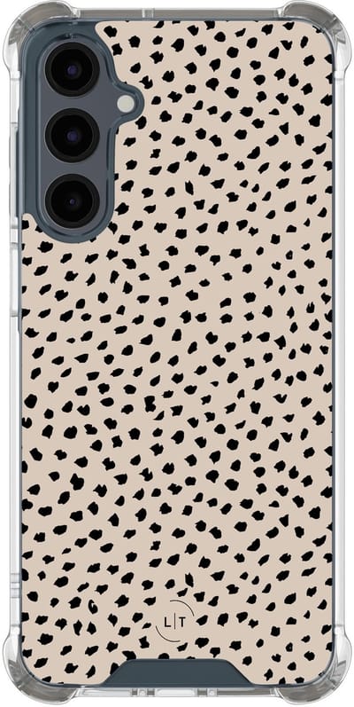 Shockproof hoesje - Geschikt voor Samsung Galaxy A16 - Almond dots - Extra sterke case - TPU/polycarbonaat - Gestipt - Beige, Transparant