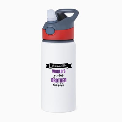 Hacebo® - Greatest brother looks like waterfles met rietje rood - Broer - beste broer - verjaardagscadeau - verjaardag - cadeau voor broer - cadeau - kado - geschenk - gift - broer artikelen - water fles - 650ML