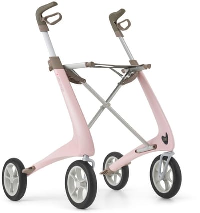 Rollator Acre Carbon Ultralight M, Pale Rose, met kleine organizer bag