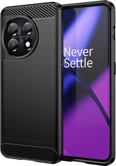 Geborsteld TPU Hoesje Geschikt voor OnePlus 11 | Beschermhoes | Back Cover | Flexibel TPU | Stijlvol Carbon | Dun | Zwart