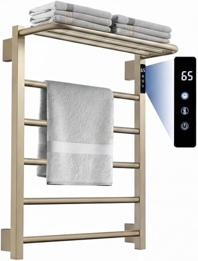 Handdoekwarmer Elektrisch - Verwarmd Handdoekenrek - Badkamer Comfort - Smart App Controle - 64 x 54 cm - Goud