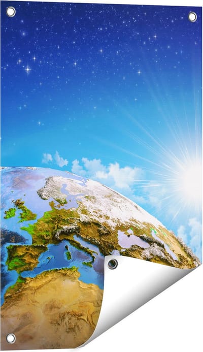 Gards Tuinposter Aarde vanuit de Ruimte op Europa - 40x60 cm - Tuindoek - Tuindecoratie - Wanddecoratie buiten - Tuinschilderij